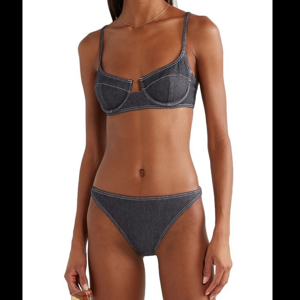Solid And Stripe Denim Bikini Top - image 1